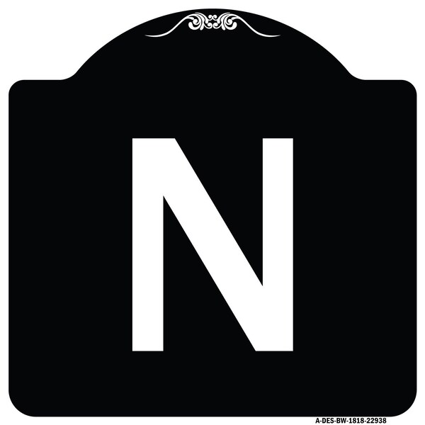 Signmission Sign with Letter N Heavy-Gauge Aluminum Architectural Sign, 18" x 18", BW-1818-22938 A-DES-BW-1818-22938 - main